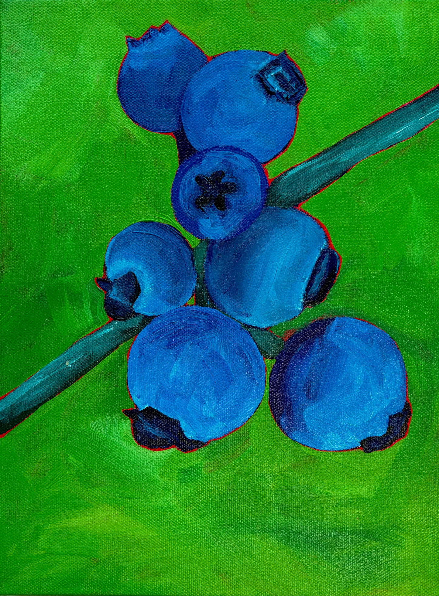 Blueberries on Green Print